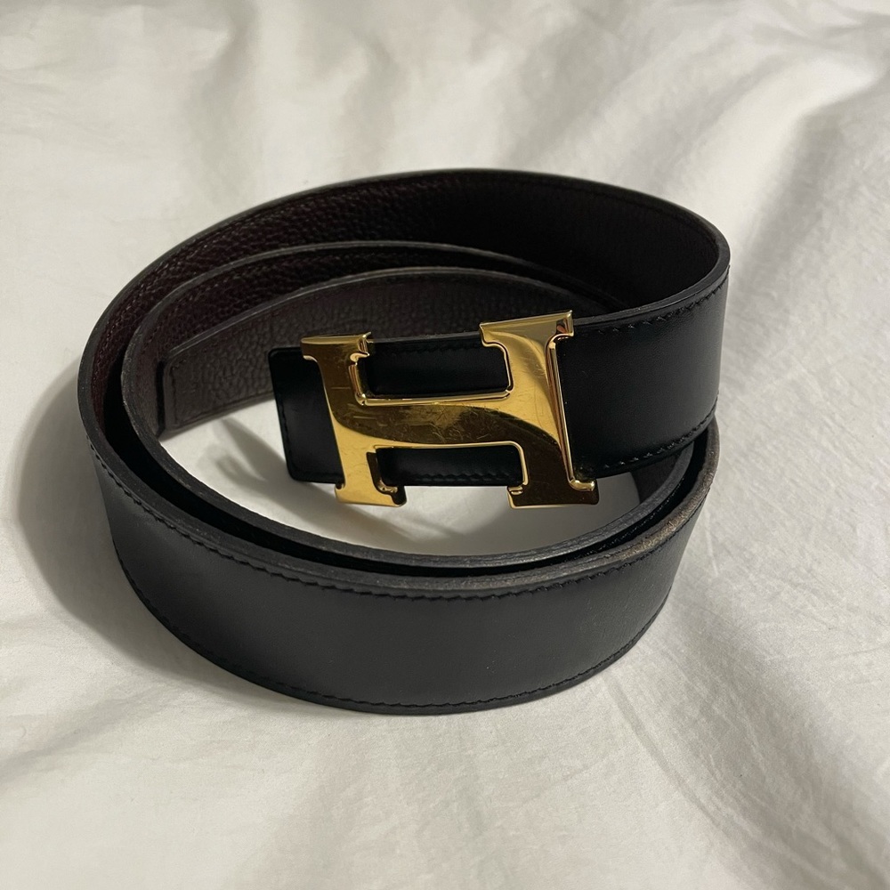 Hermes H belt buckle & reversible leather strap